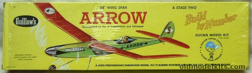Guillows Arrow - 28 inch Wingspan - Rubber Powered Freeflight Aircraft, 702-250 plastic model kit
